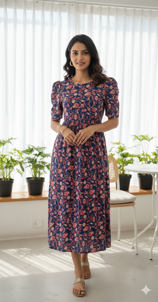 Casual Lounge Wear Non Feeding with puff navy orange floral