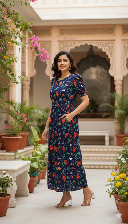 Casual Lounge Wear Non Feeding with puff Navy petals