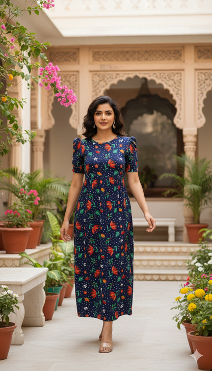 Casual Lounge Wear Non Feeding with puff Navy petals