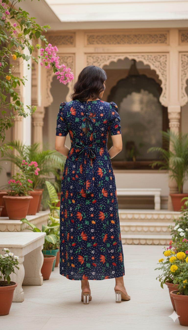 Casual Lounge Wear Non Feeding with puff Navy petals