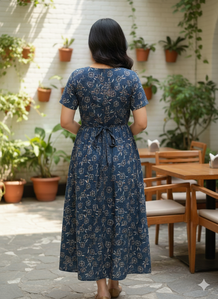 Zipless Maternity Wear Feeding with Shawl Navy rose floral