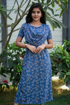 Zipless Maternity Wear Feeding with Shawl Navy rose floral