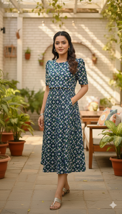 Capri Feeding Wear with Puff Sleeve NG Floral