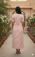Purple B &  Orange Daisy Printed Maxi Dress Combo for Women