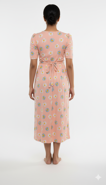 Capri Feeding Wear with Puff Sleeve Orange floral