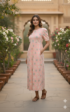 Casual Lounge Wear Non Feeding with Puff Orange Floral