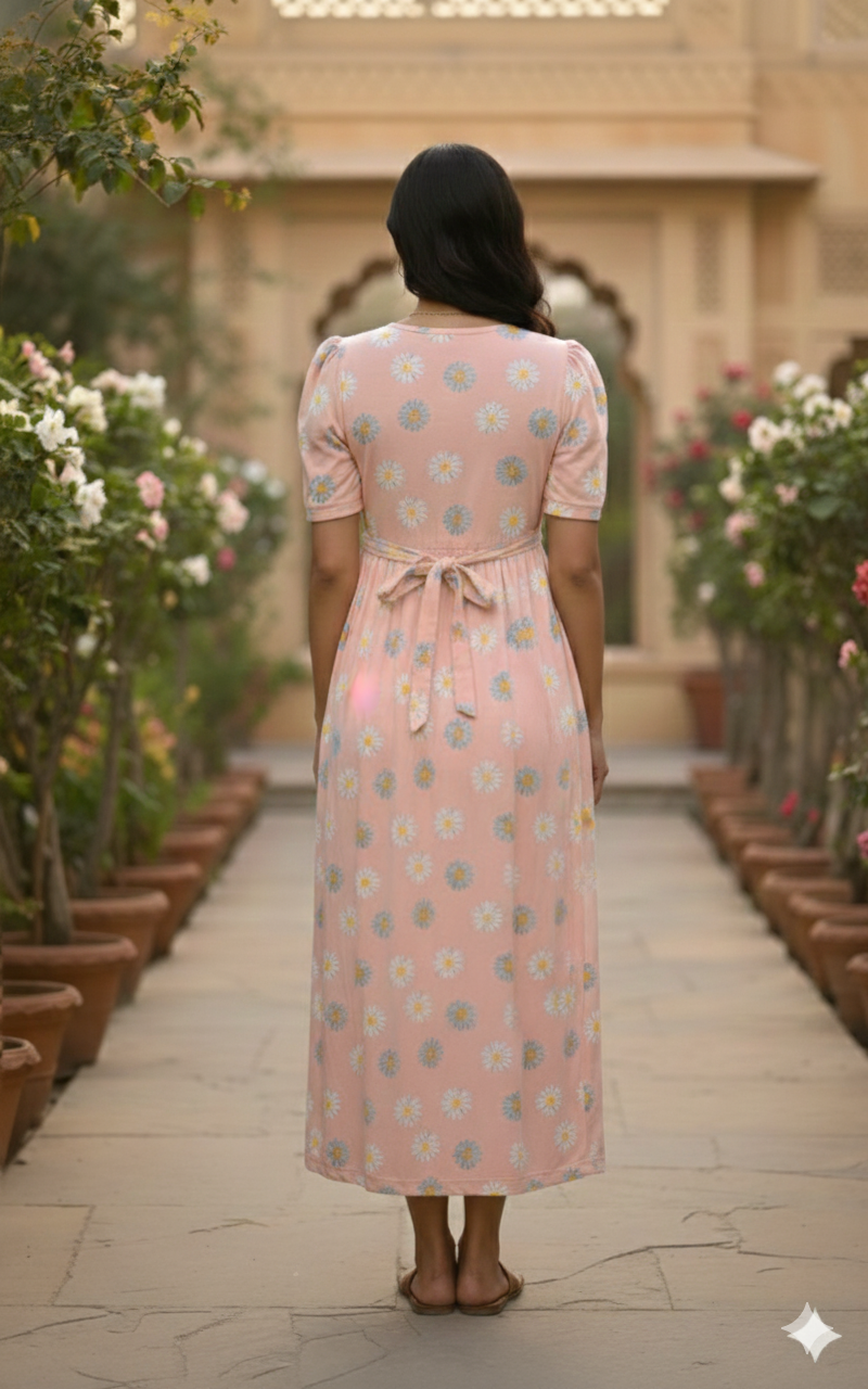 Casual Lounge Wear Non Feeding with Puff Orange Floral