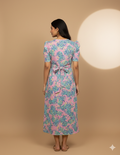 Capri Feeding Wear with Puff Sleeve Pastel Pink