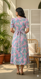 Capri Feeding Wear with Puff Sleeve Pastel Pink