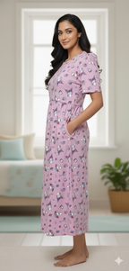 Capri Zipless Feeding Maternity Wear with puff 47 inches Pink Kitty