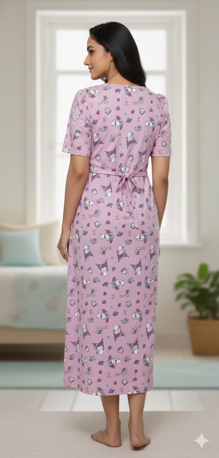 Capri Zipless Feeding Maternity Wear with puff 47 inches Pink Kitty
