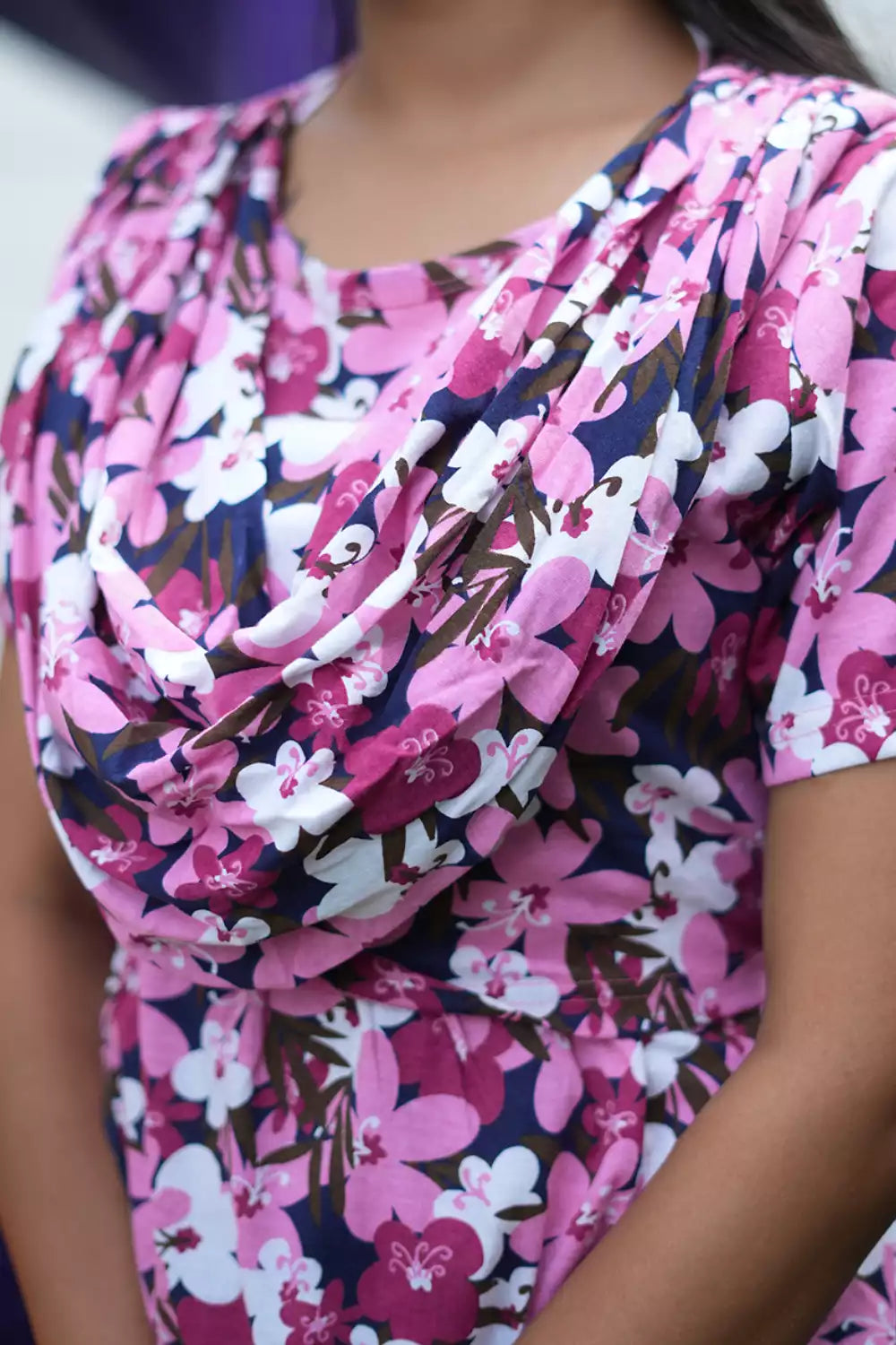 Zipless Maternity Wear Feeding with Shawl Pink Petals