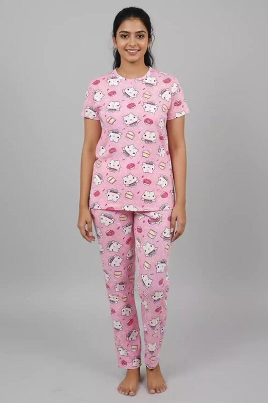 Pyjama Co-Ords Pink Kitty