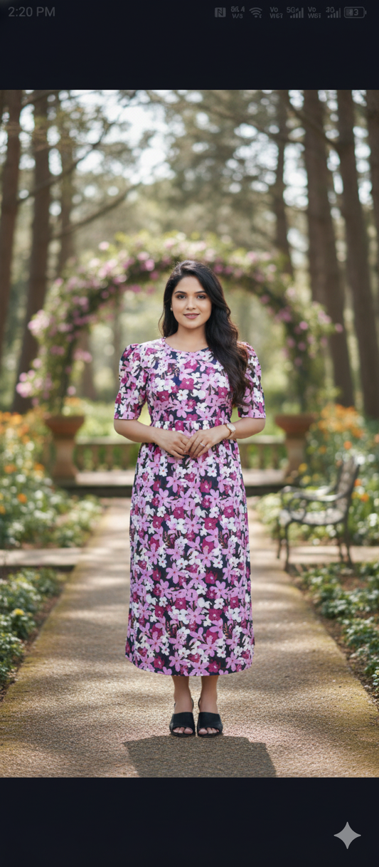 Casual Lounge Wear Non Feeding with puff Pink petals