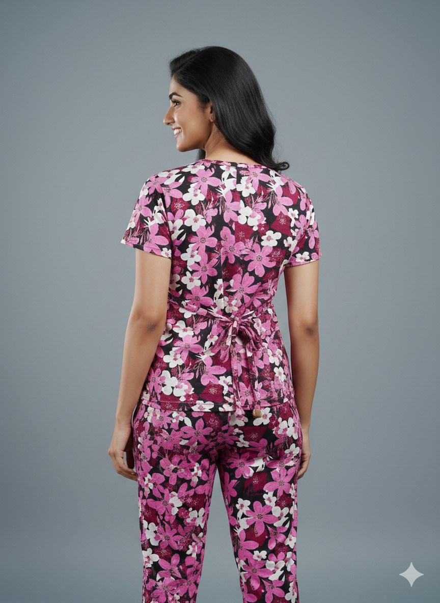 Zipless feeding maternity Co-Ord pink petals