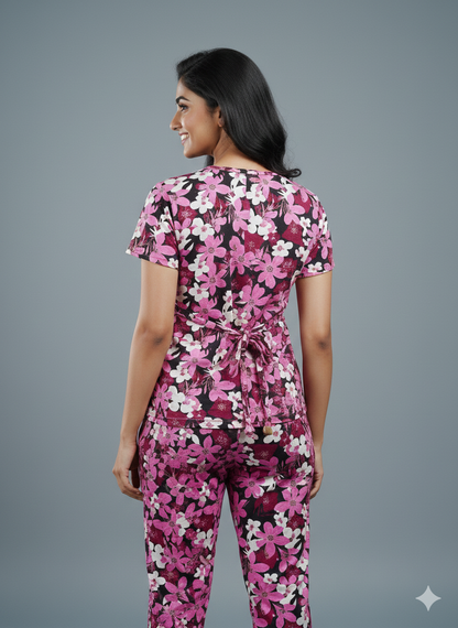 Zipless feeding maternity Co-Ord pink petals