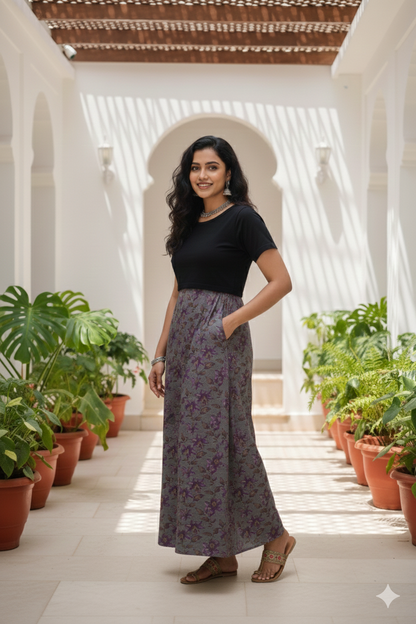 Zipless Feeding Maternity Wear without Puff Sleeve Plain Black melange