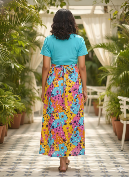 Zipless Feeding Maternity Wear without Puff Sleeve Plain Aqua Multicolor