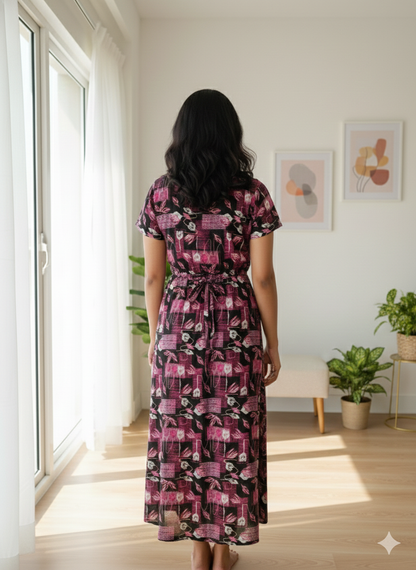 Zipless Maternity Wear Feeding with Shawl plum pink