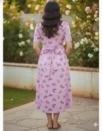 Purple B &  Orange Daisy Printed Maxi Dress Combo for Women