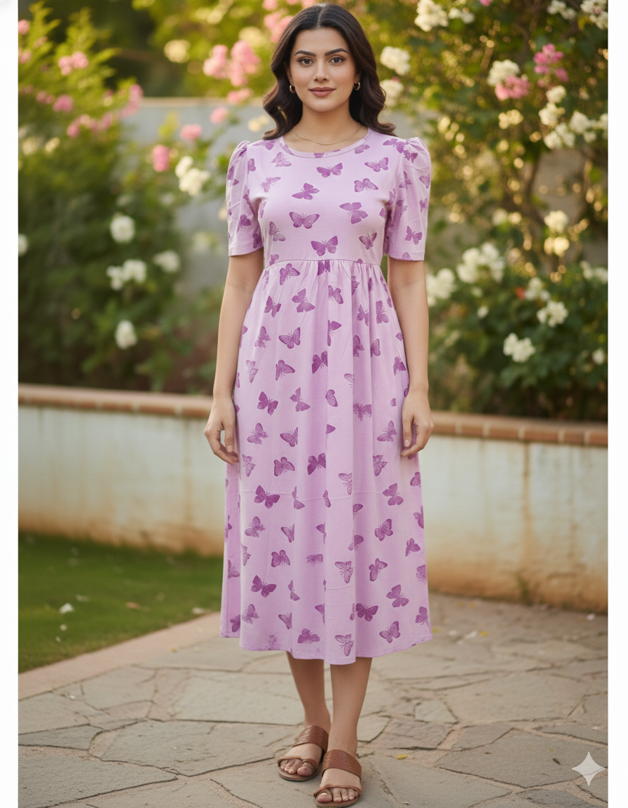 Casual Lounge Wear Non Feeding with puff Purple Butterfly