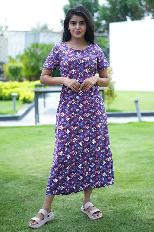 Zipless Feeding Maternity Wear without Puff Sleeve Purple White Pink