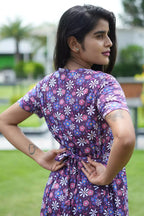 Zipless Feeding Maternity Wear without Puff Sleeve Purple White Pink