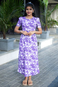 Zipless Feeding Maternity Wear with Puff Sleeve Purple Dyed