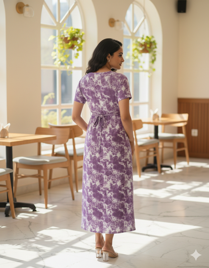 Zipless Maternity Wear Feeding with Shawl Purple Dyed
