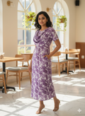 Zipless Maternity Wear Feeding with Shawl Purple Dyed