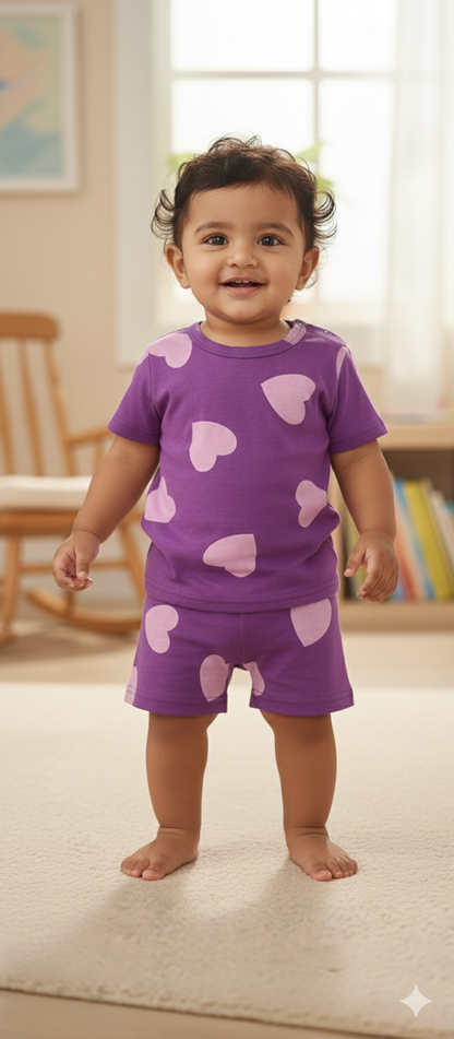 Purple Big Heart cozy Baby Playtime Lounge Set