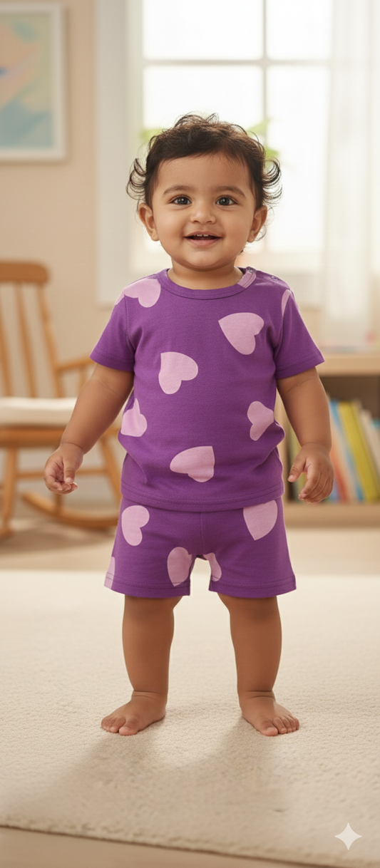 Purple Big Heart cozy Baby Playtime Lounge Set