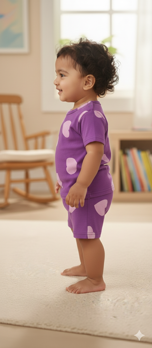 Purple Big Heart cozy Baby Playtime Lounge Set