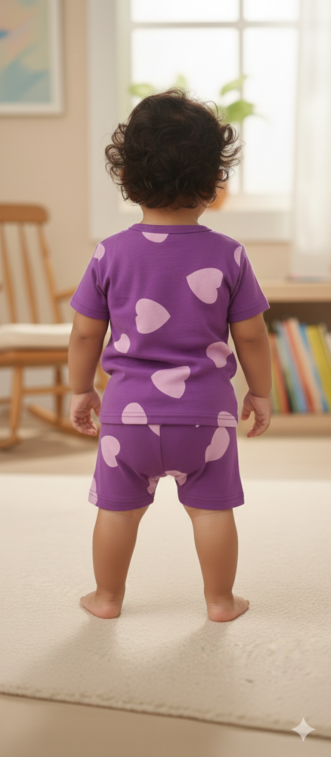Purple Big Heart cozy Baby Playtime Lounge Set
