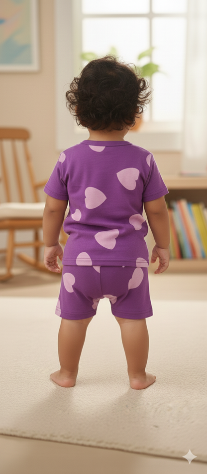 Purple Big Heart cozy Baby Playtime Lounge Set