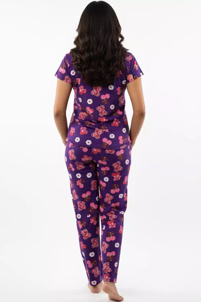 Pyjama Co-Ords Purple Teddy