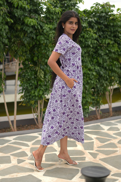 Purple white star Feeding Maternity wear