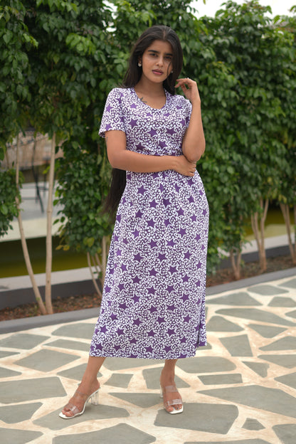 Purple white star Feeding Maternity wear