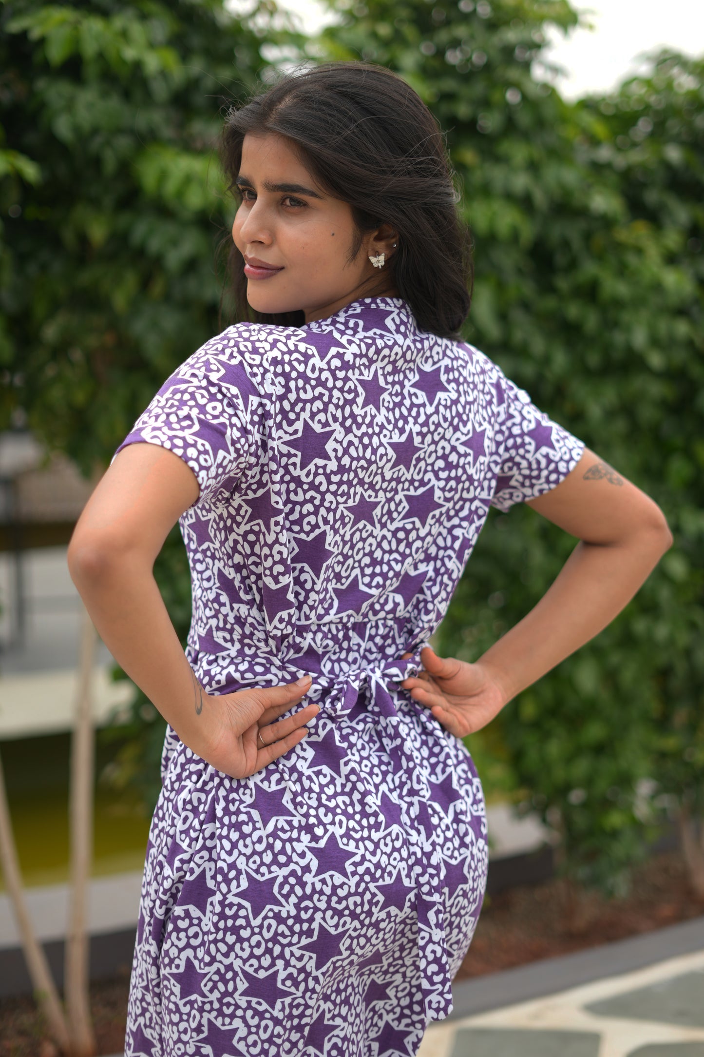 Purple white star Feeding Maternity wear