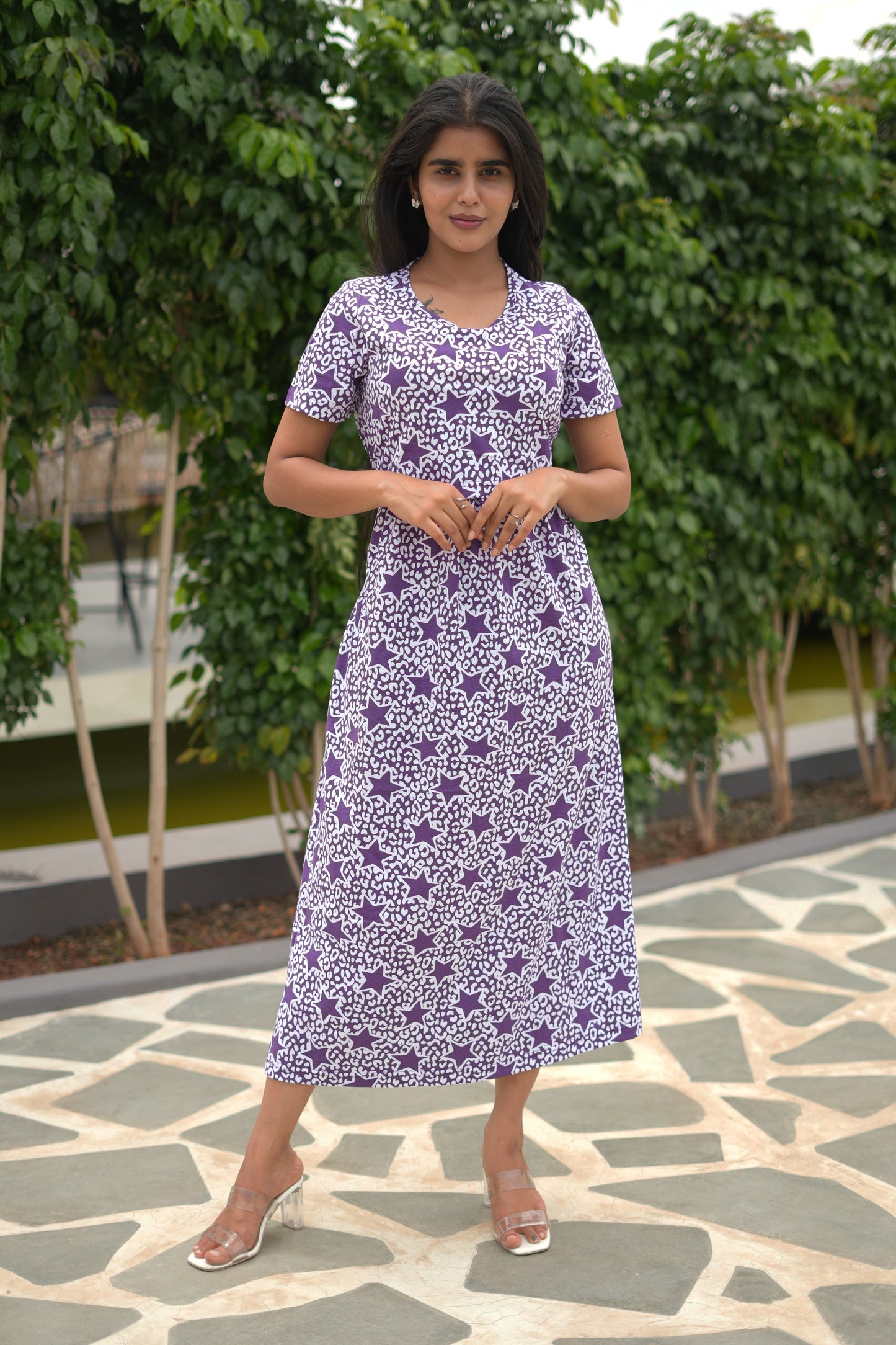 Purple white star Feeding Maternity wear