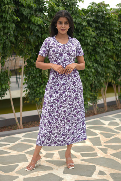 Purple white star Feeding Maternity wear