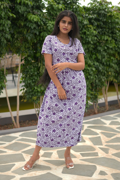 Purple white star Feeding Maternity wear