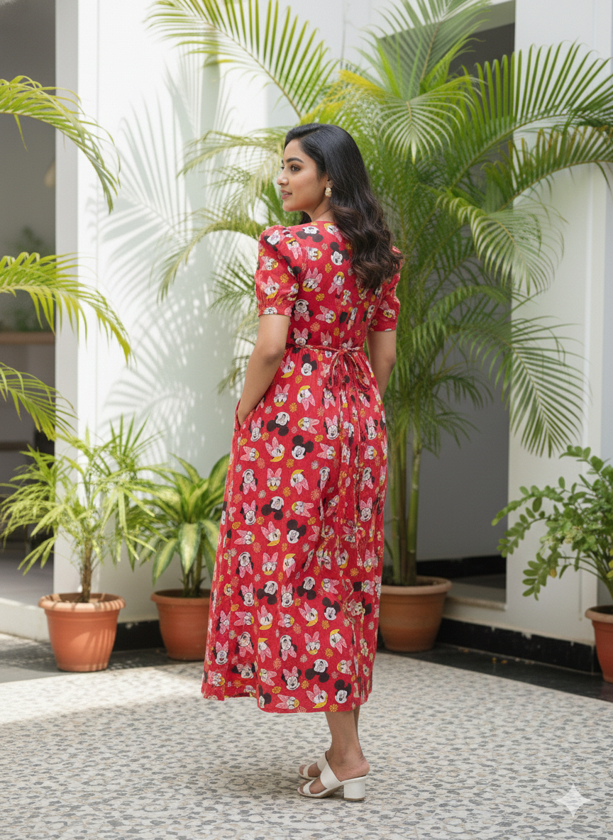 Casual Lounge Wear Non Feeding with puff Red Mickey