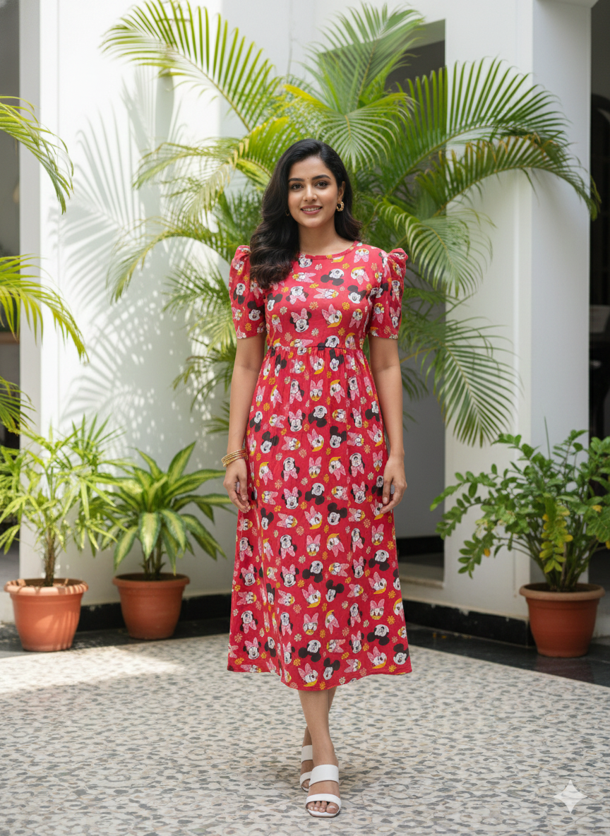 Casual Lounge Wear Non Feeding with puff Red Mickey