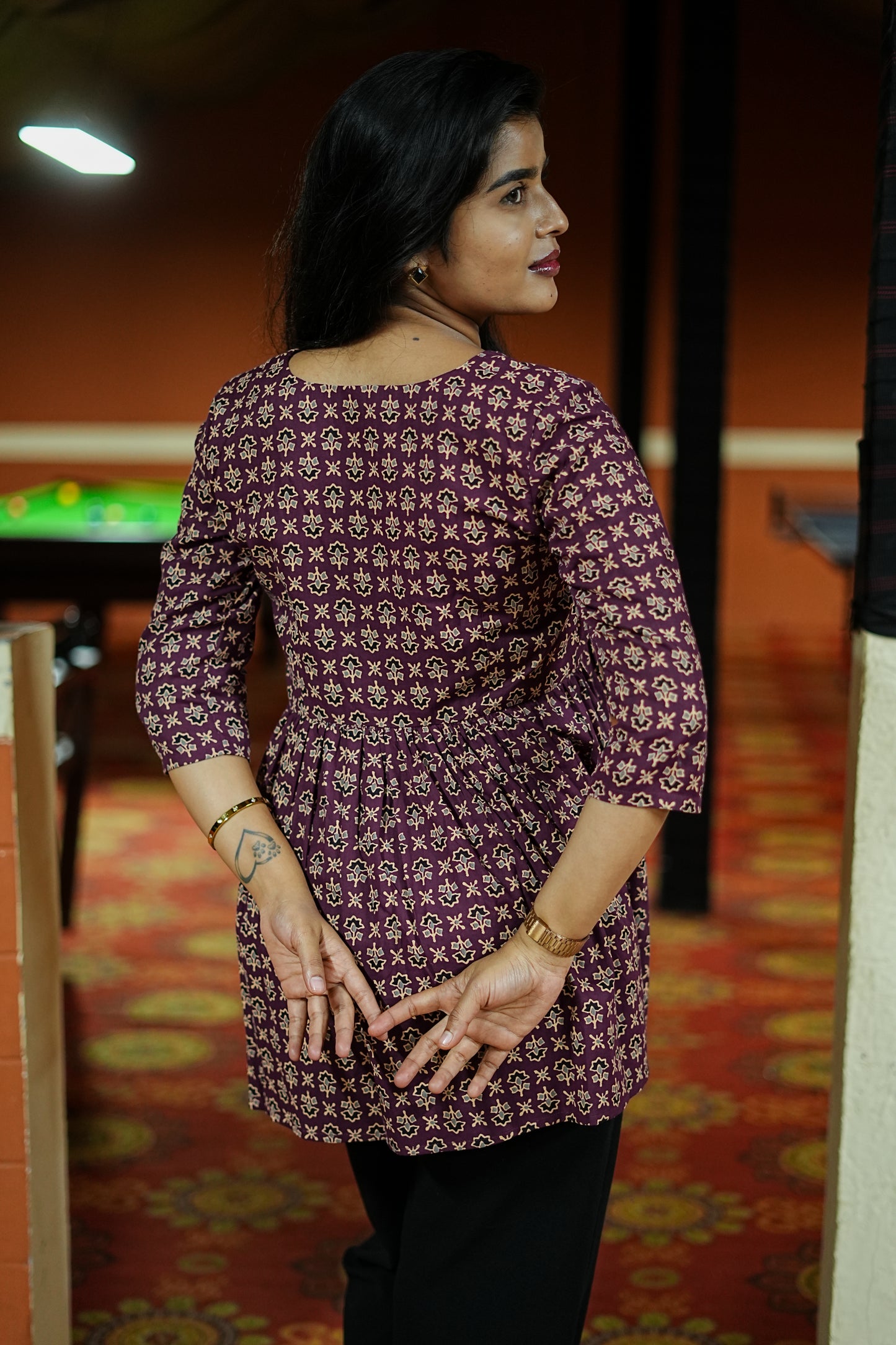Women's Red Petals Floral Printed Peplum Top