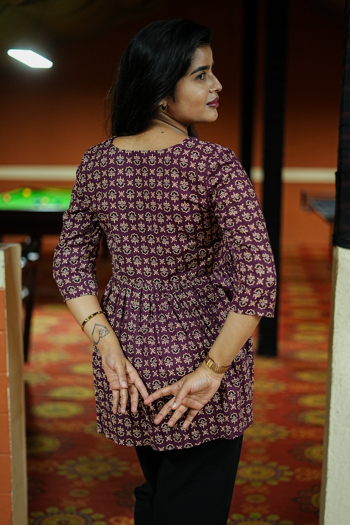 Women's Red Petals Floral Printed Peplum Top | I-002