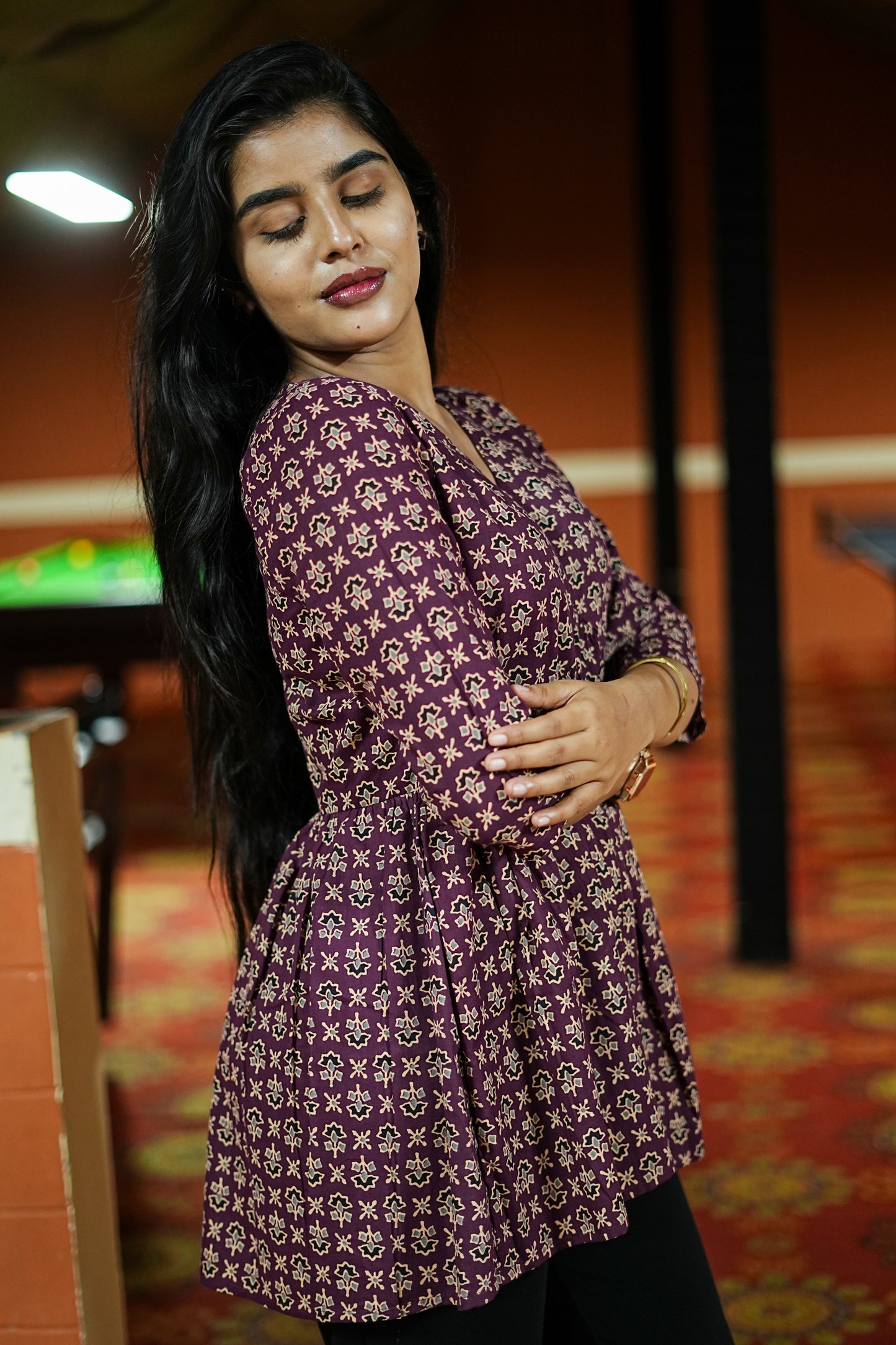 Women's Red Petals Floral Printed Peplum Top