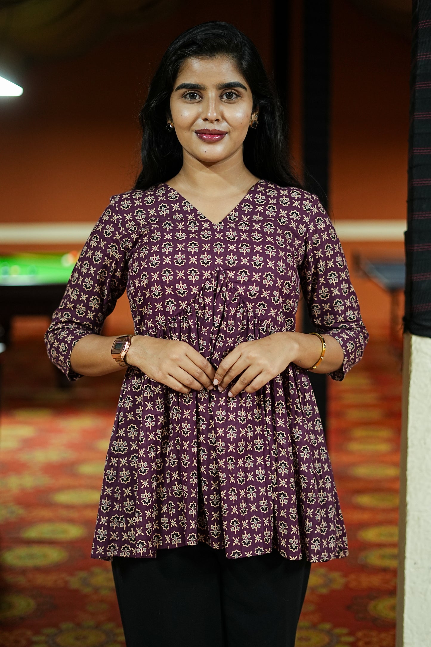 Women's Red Petals Floral Printed Peplum Top