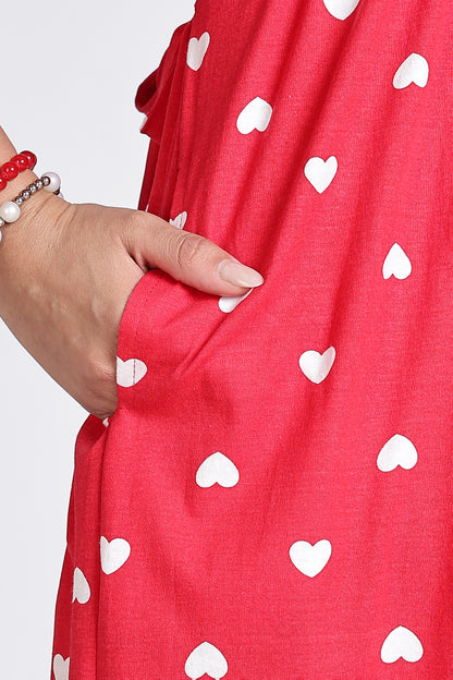 Zipless Feeding Maternity Gown- Puff sleeve 52 inches