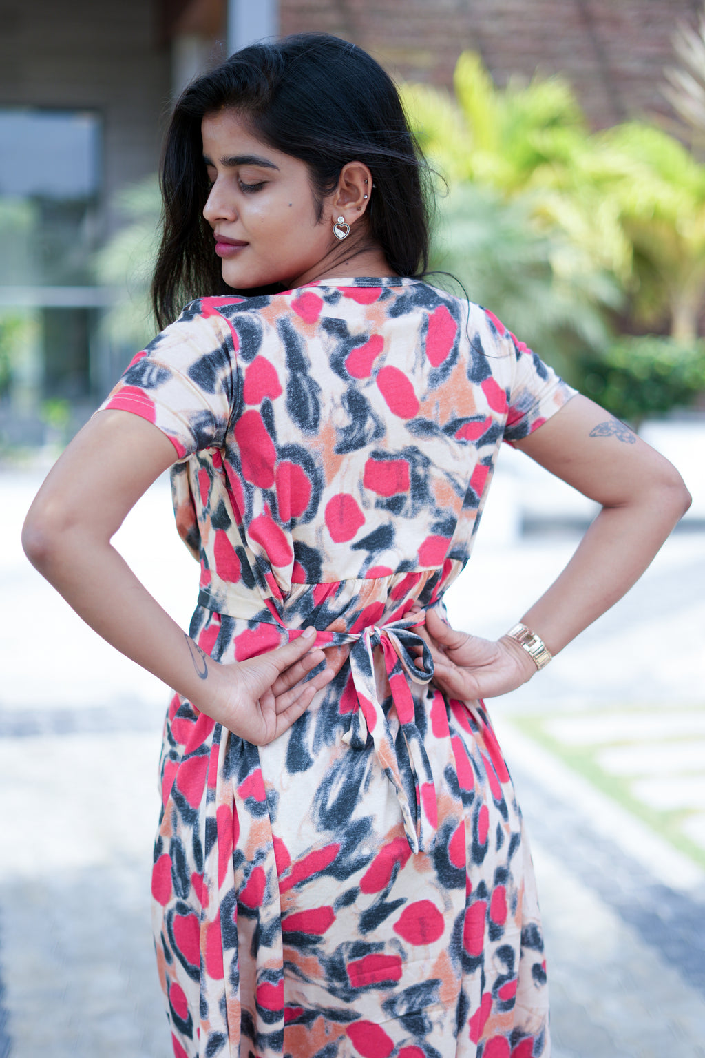 Zipless Maternity Wear Feeding with Shawl Red Black